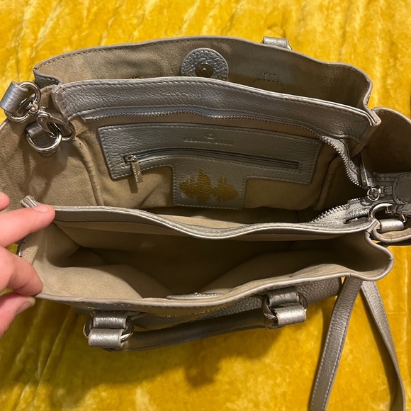 Celine Dion silver pebbled leather “Adagio” purse satchel cross body strap - Picture 9 of 16